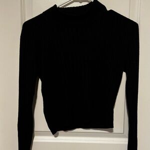 Elegant Black Long Sleeve Turtleneck Top